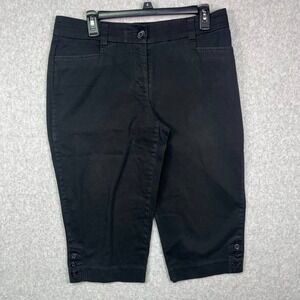 Studio Works Women's Shorts 10P Black Mid Rise Button Casual Basic 34x17.5